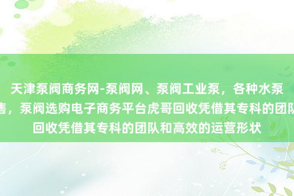 天津泵阀商务网-泵阀网、泵阀工业泵,各种水泵产品,阀门生产销售,泵阀选购电子商务平台虎哥回收凭借其专科的团队和高效的运营形状