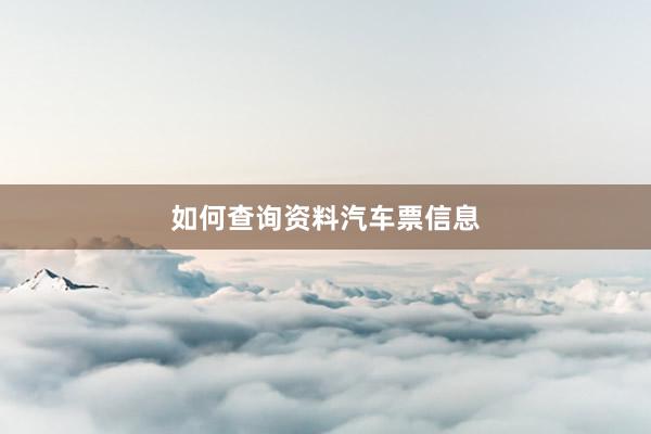 如何查询资料汽车票信息